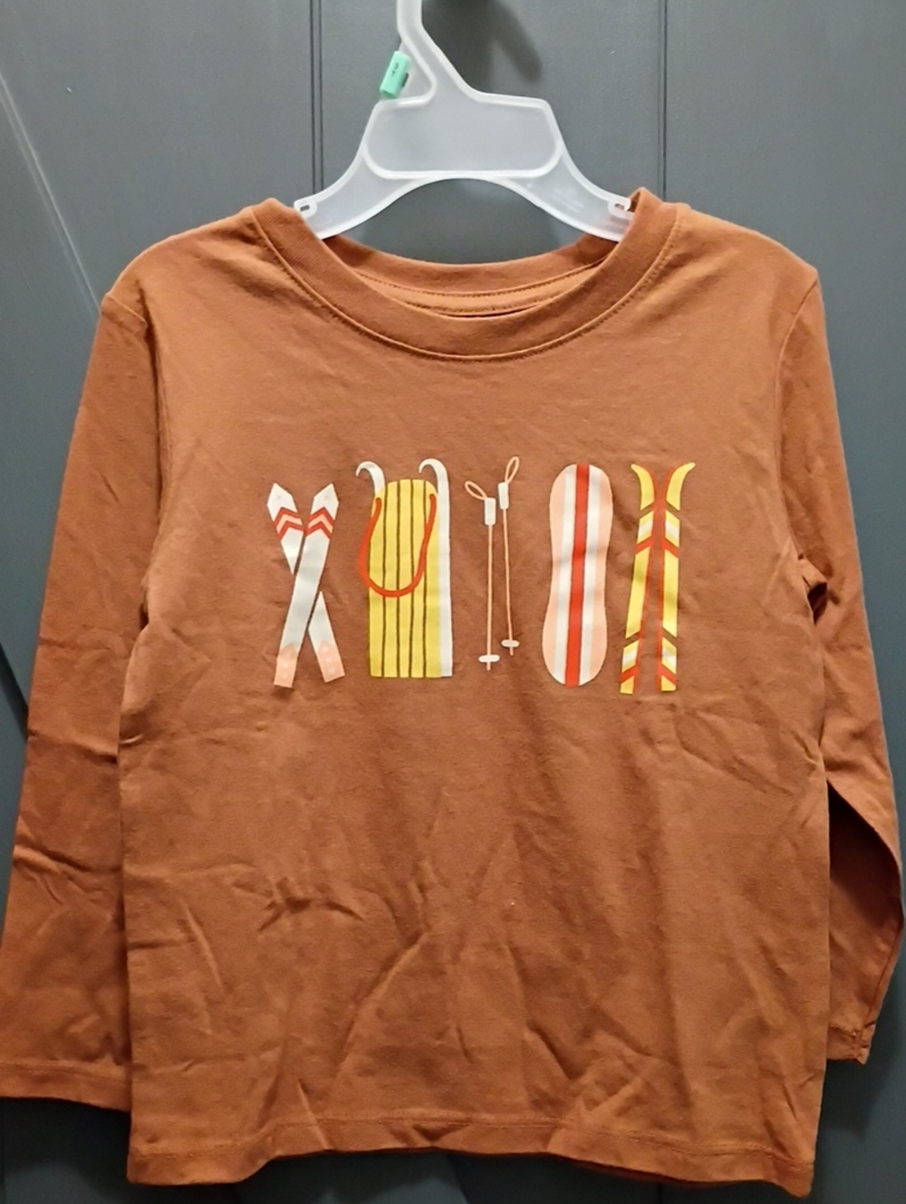 Cat & Jack Brown Long-Sleeve Ski Gear Graphic Tee